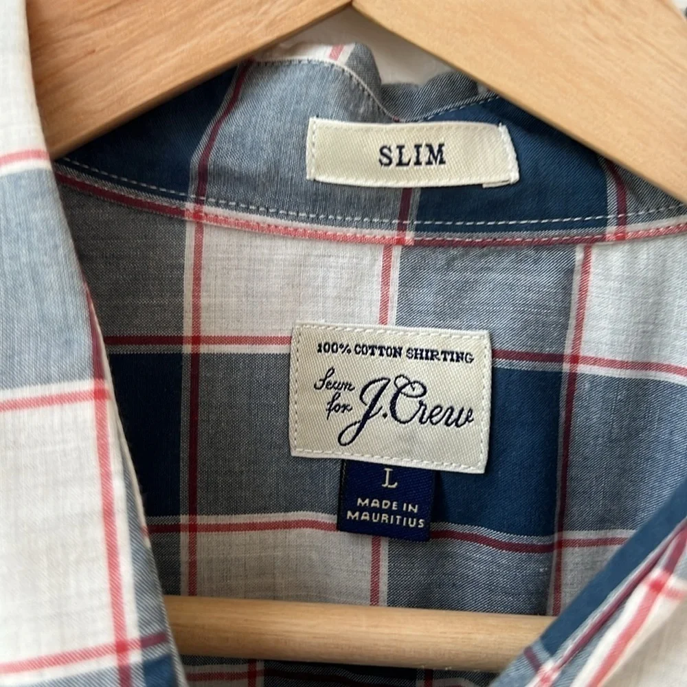 J. Crew Men’s Plaid Long Sleeve Button Up long Sleeve shirt Size Large Slim